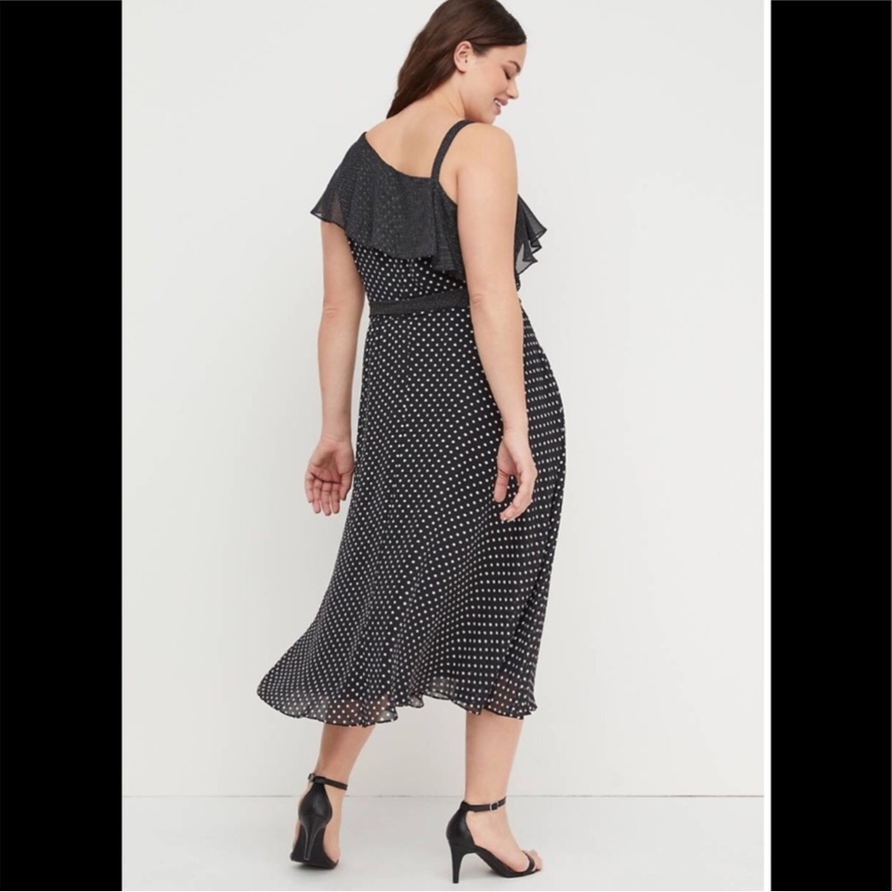 Polka dot asymmetrical dress black and white dots - Picture 3 of 5